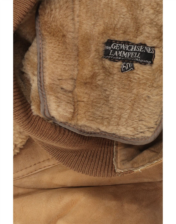 Vintage Mens Bomber Shearling Jacket EU 50 Large Beige Shearling