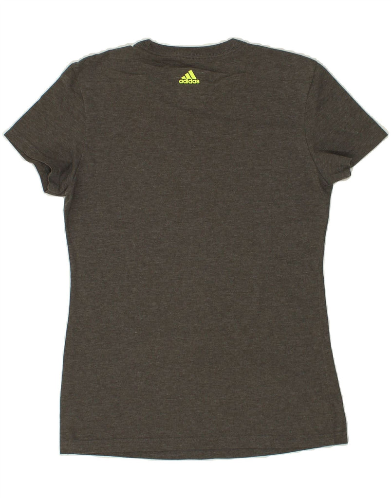 ADIDAS Womens Graphic T-Shirt Top UK 12 Medium Grey Cotton | Vintage Adidas | Thrift | Second-Hand Adidas | Used Clothing | Messina Hembry 