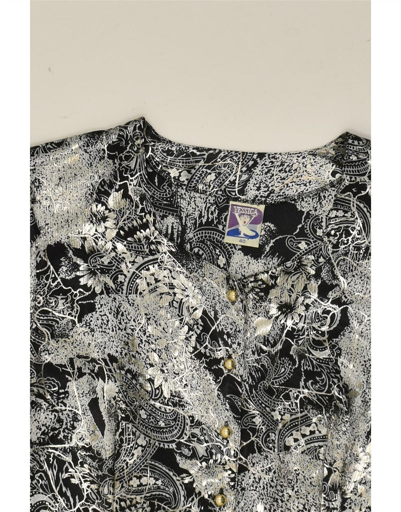 YESSICA Womens Shirt Blouse EU 40 Medium Grey Paisley | Vintage Yessica | Thrift | Second-Hand Yessica | Used Clothing | Messina Hembry 