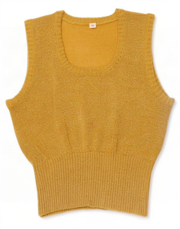 Vintage Womens Crop Vest Tank Top IT 42 Medium Gold