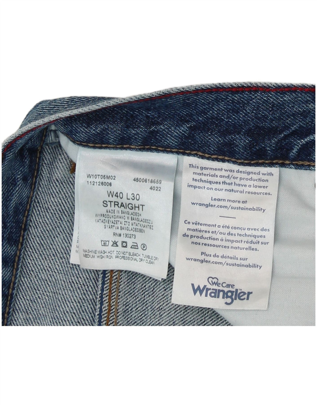 Wrangler Mens Straight Jeans W40 L27 Blue Cotton