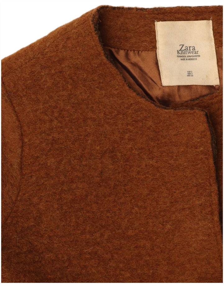 ZARA Womens Overcoat UK 10 Small Brown
