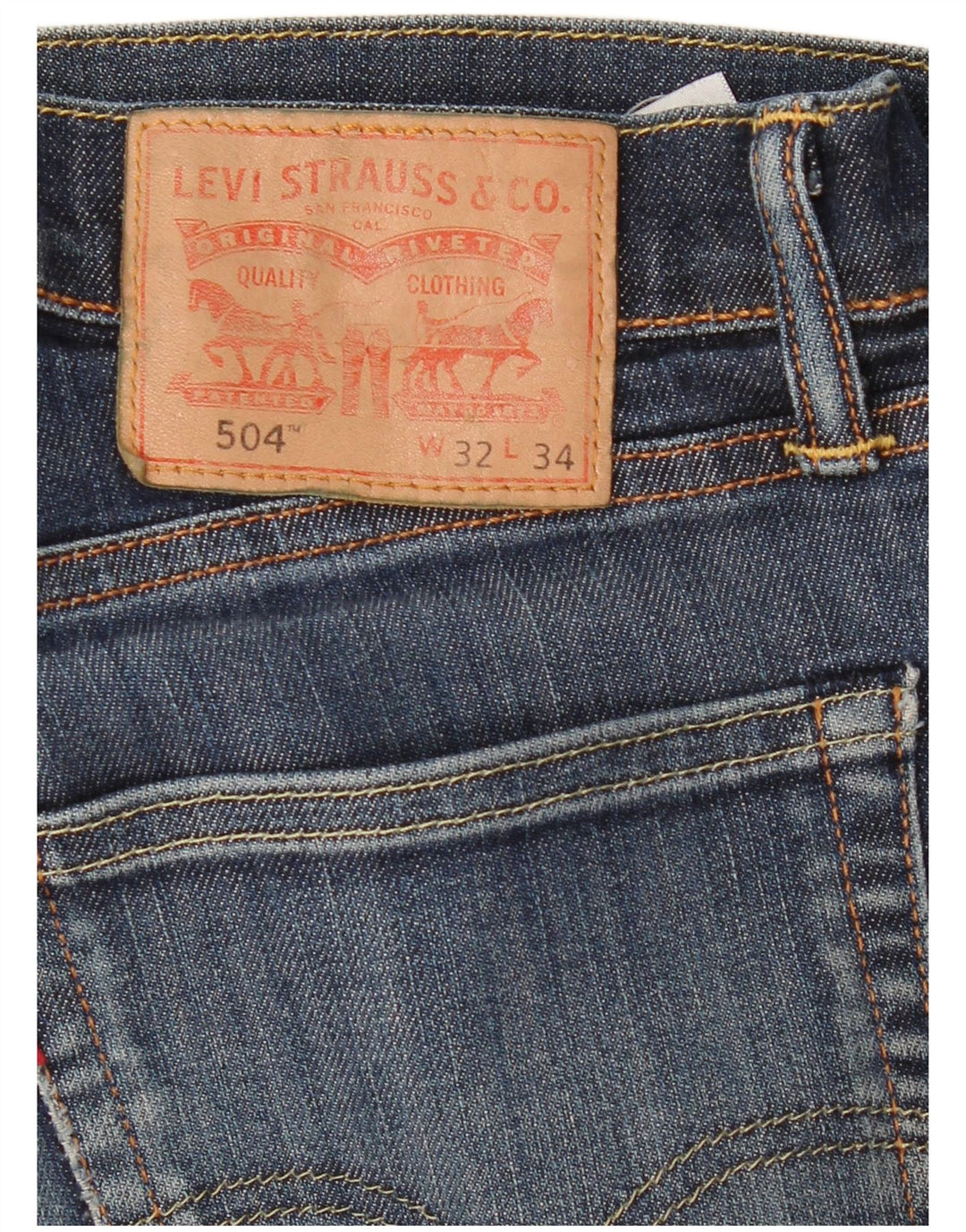 Levi's Mens 504 Straight Jeans W32 L34 Navy Blue Cotton