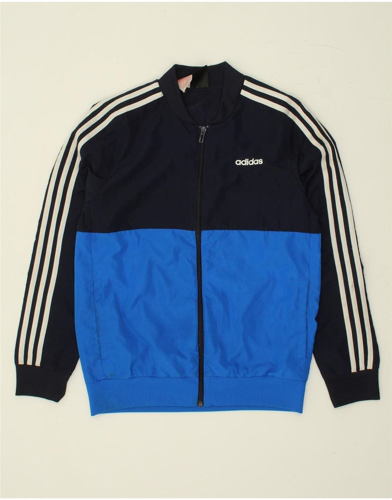 ADIDAS Boys Graphic Tracksuit Top Jacket 12-13 Years Blue Colourblock Vintage Adidas and Second-Hand Adidas from Messina Hembry 