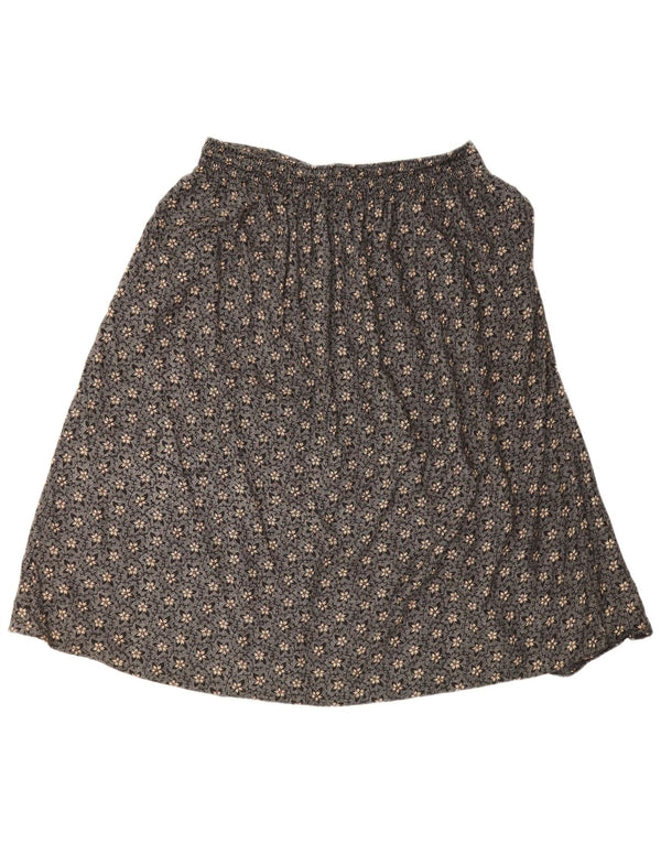 Vintage Womens A-Line Skirt Large W32 Black Floral