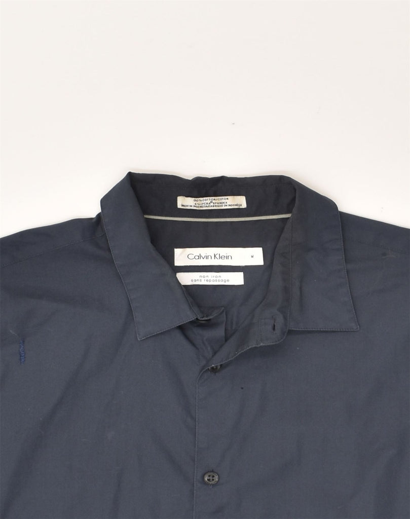 CALVIN KLEIN Mens NON - IRON Shirt Medium Navy Blue Cotton | Vintage Calvin Klein | Thrift | Second-Hand Calvin Klein | Used Clothing | Messina Hembry 