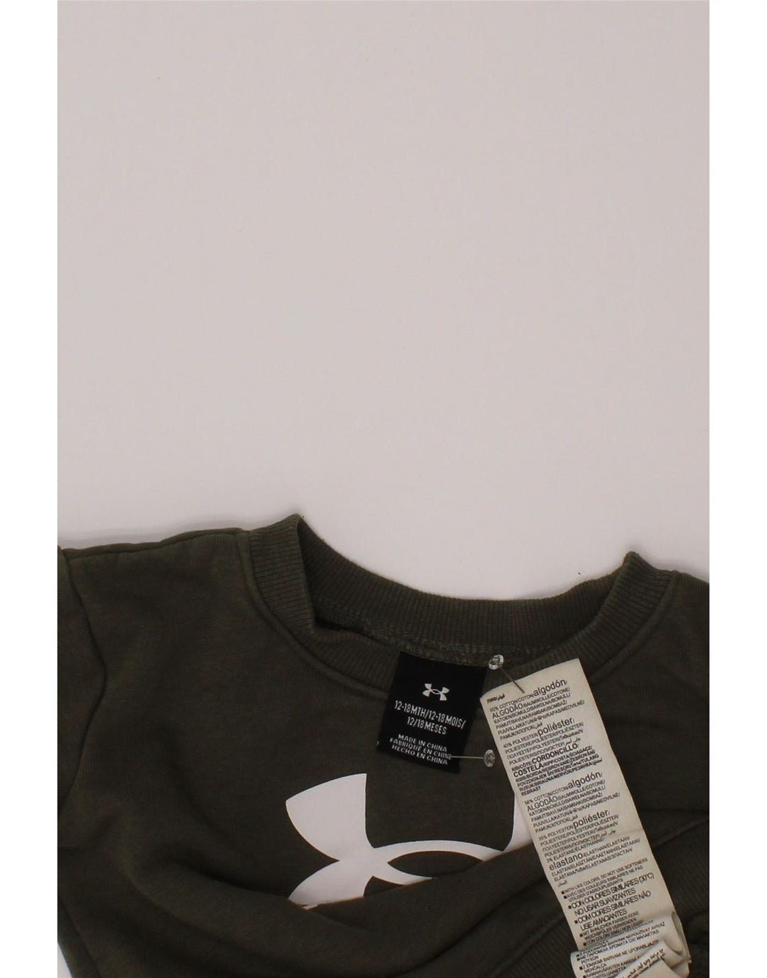 UNDER ARMOUR Baby Boys Graphic Sweatshirt Jumper 12-18 Months Khaki Cotton