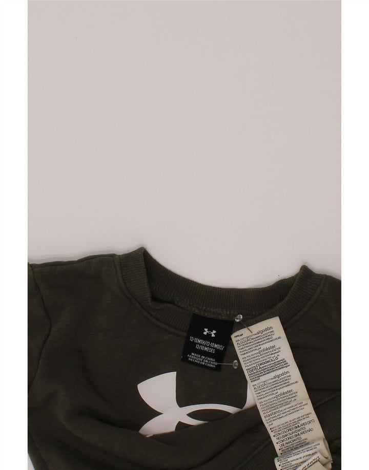UNDER ARMOUR Baby Boys Graphic Sweatshirt Jumper 12-18 Months Khaki Cotton
