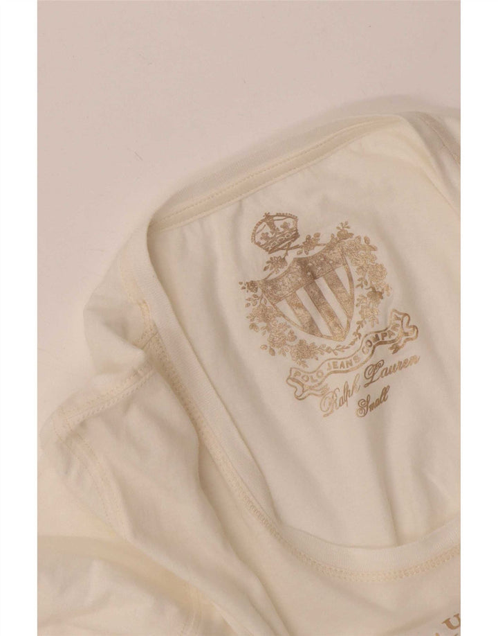 Ralph Lauren Womens Graphic Top Long Sleeve UK 8 Small White
