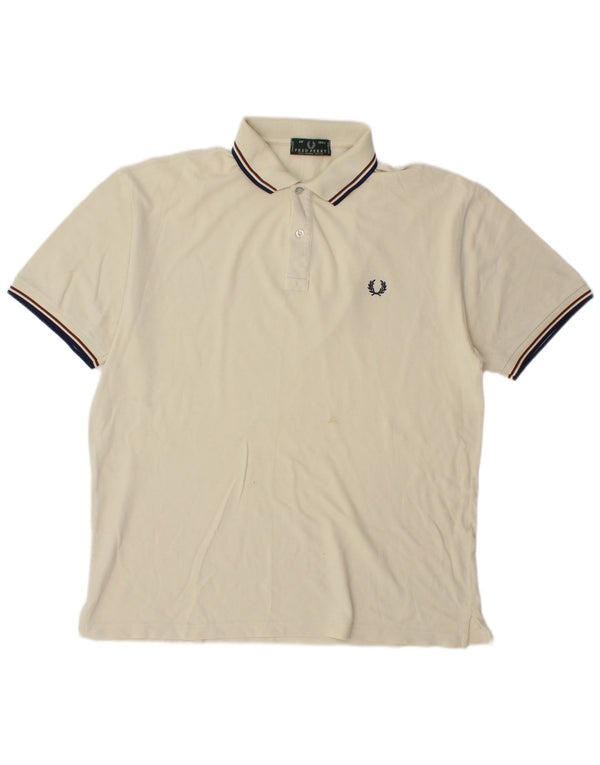 Fred Perry Mens Polo Shirt Large Off White Cotton