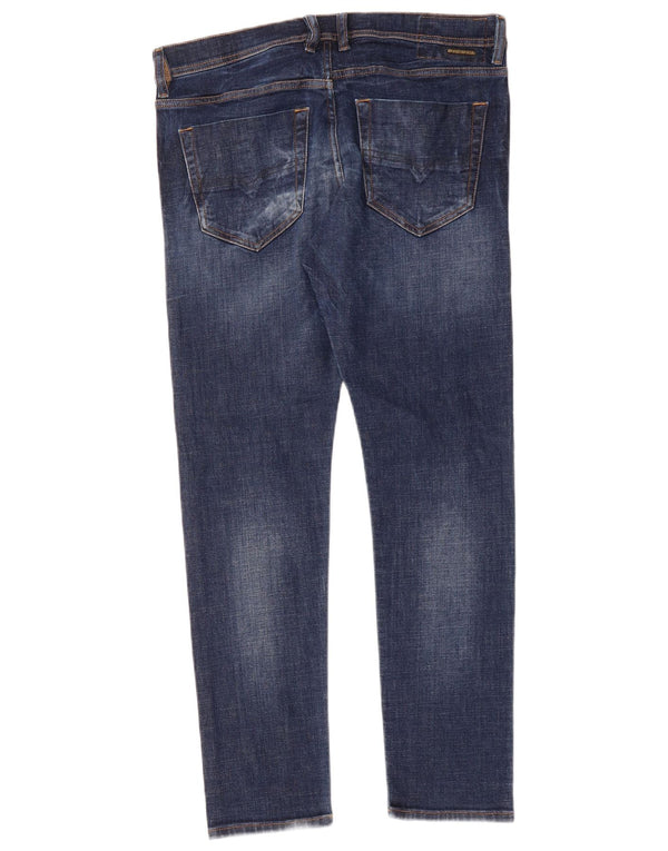 DIESEL Mens Tepphar Distressed Slim Jeans W34 L30 Blue Cotton