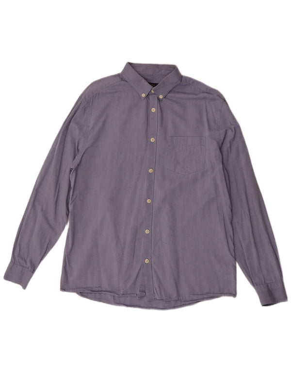 Jaeger Mens Shirt Large Blue Cotton