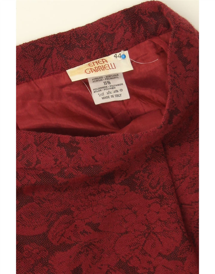 VINTAGE Womens Pencil Skirt IT 44 Medium W28  Red Floral Wool Vintage Vintage and Second-Hand Vintage from Messina Hembry 