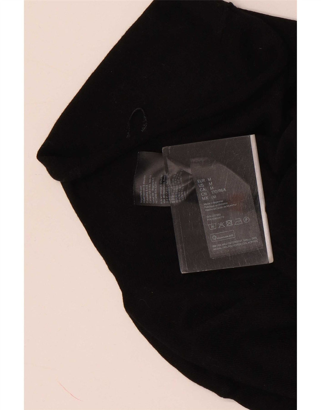 H&M Womens Top Long Sleeve UK 14 Medium Black Modal
