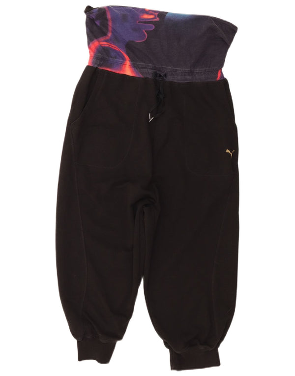 Puma Womens High Waist Tracksuit Trousers Joggers UK 14 Large Black Tie Dye