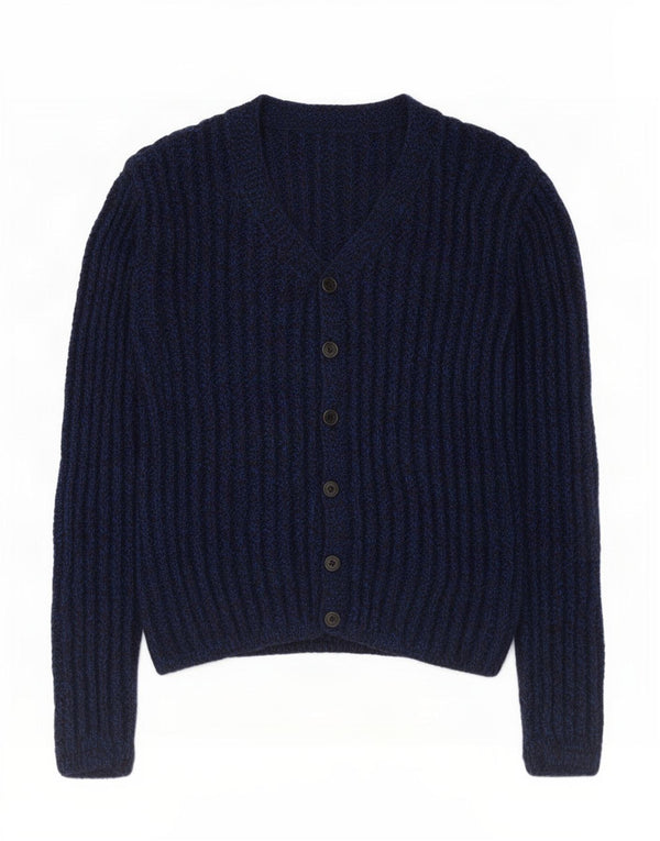 Vintage Mens Cardigan Sweater Small Navy Blue Flecked