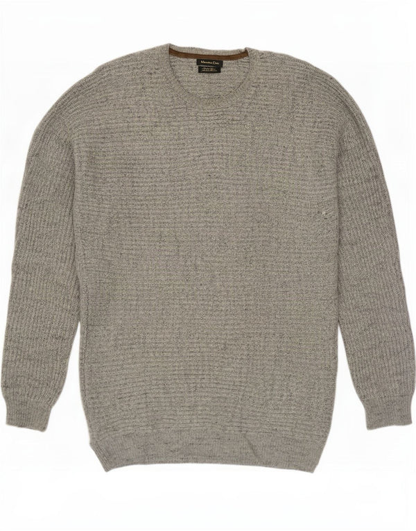 Massimo Dutti Mens Crew Neck Jumper Sweater Large Grey Wool