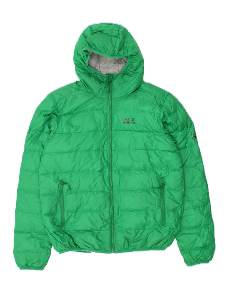 JACK WOLFSKIN Mens Hooded Padded Jacket UK 36/38 Small Green Polyester | Vintage Jack Wolfskin | Thrift | Second-Hand Jack Wolfskin | Used Clothing | Messina Hembry 