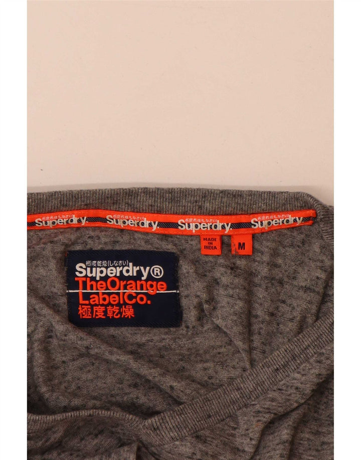 Superdry Mens T-Shirt Top Medium Grey Flecked Cotton