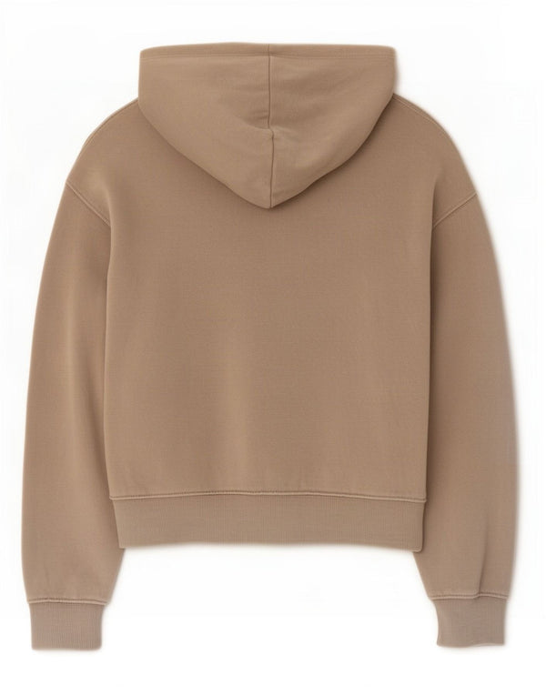Zara Girls Crop Zip Hoodie Sweater 13-14 Years Beige Cotton