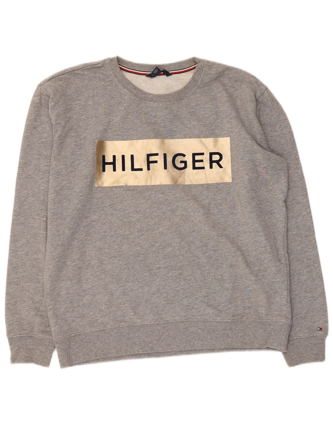 Tommy Hilfiger Mens Graphic Sweatshirt Jumper Medium Grey Flecked Cotton