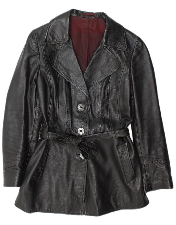 Vintage Womens Leather Jacket IT 44 Medium Black Leather