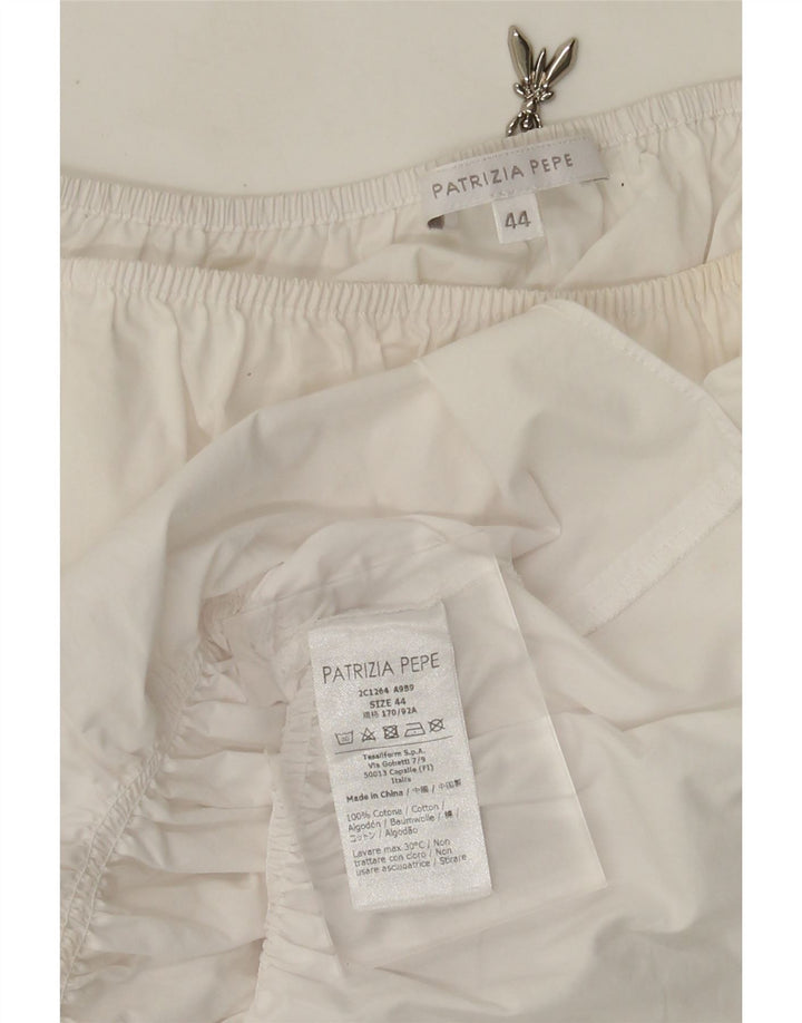 Patrizia Pepe Womens Crop Off Shoulder Top IT 44 Medium White Cotton