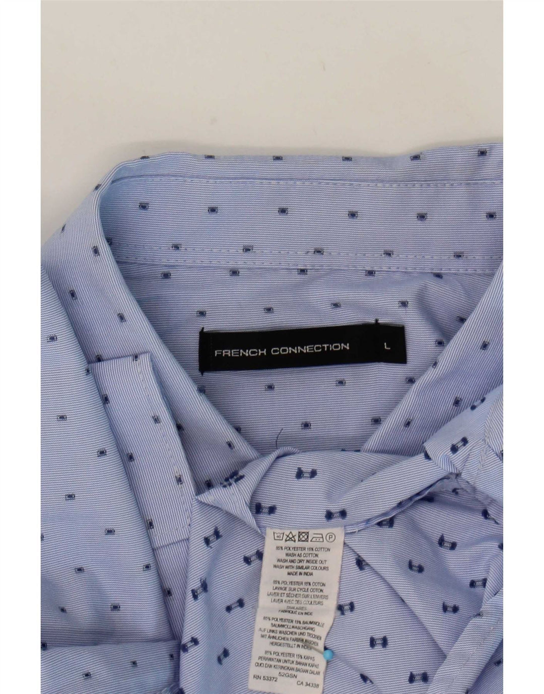 French Connection Mens Shirt Large Blue Spotted Polyester