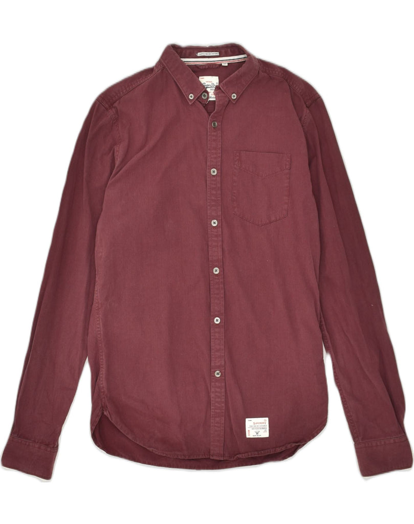 SUPERDRY Mens Vintage Shirt Medium Maroon Cotton | Vintage Superdry | Thrift | Second-Hand Superdry | Used Clothing | Messina Hembry 