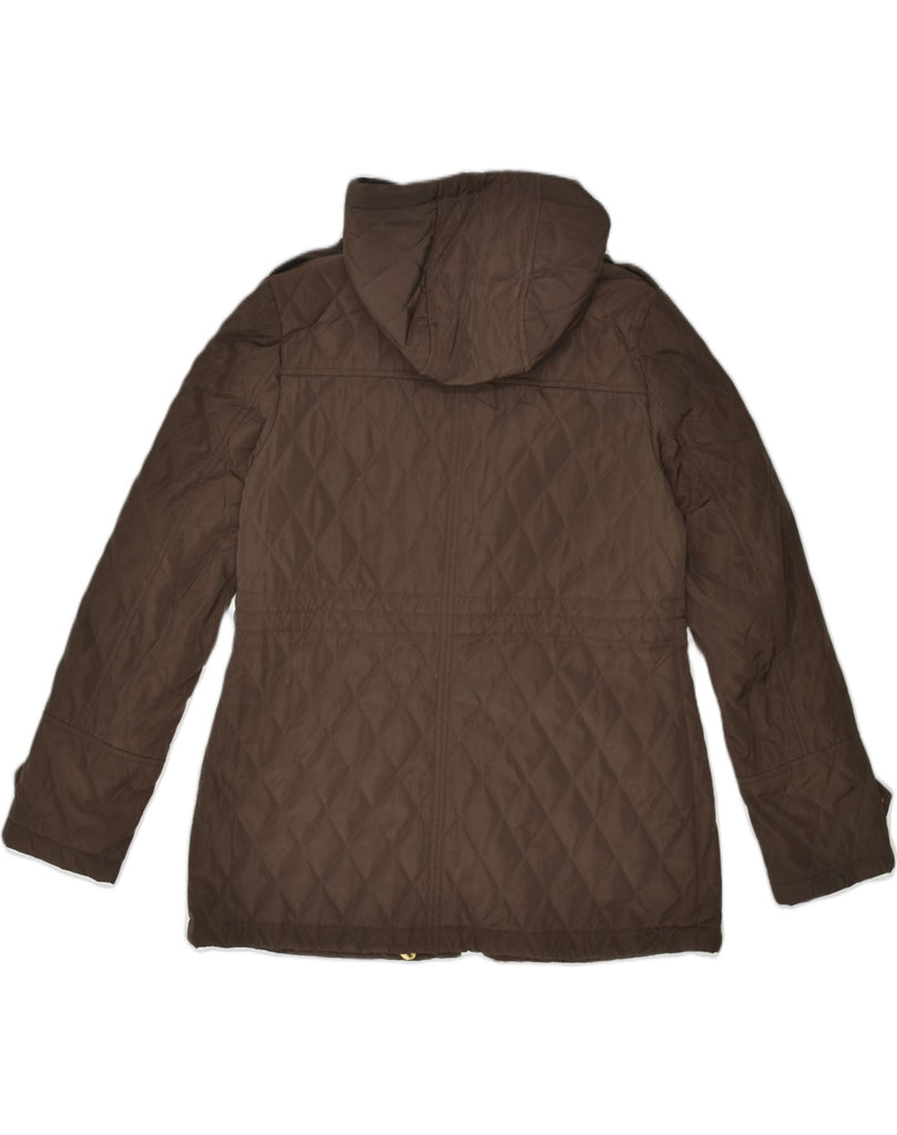 MICHAEL KORS Womens Hooded Quilted Jacket UK 14 Medium Brown Polyester | Vintage Michael Kors | Thrift | Second-Hand Michael Kors | Used Clothing | Messina Hembry 