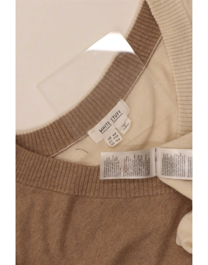 White Stuff Womens V-Neck Jumper Sweater UK 16 Large Multicoloured