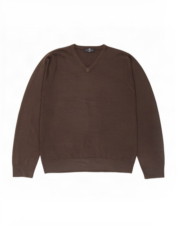 Marks & Spencer Mens Blue Harbour V-Neck Jumper Sweater Large Grey Acrylic