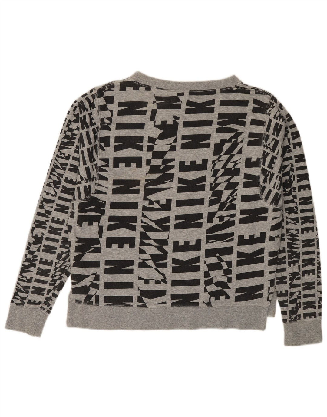 NIKE Womens Graphic Sweatshirt Jumper UK 14 Medium Grey Cotton