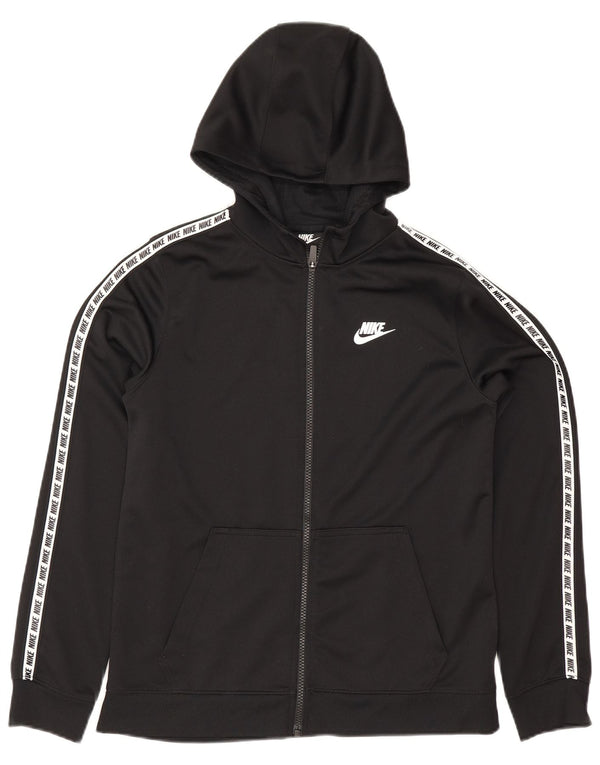Nike Boys Graphic Zip Hoodie Sweater 13-14 Years XL Black Colourblock