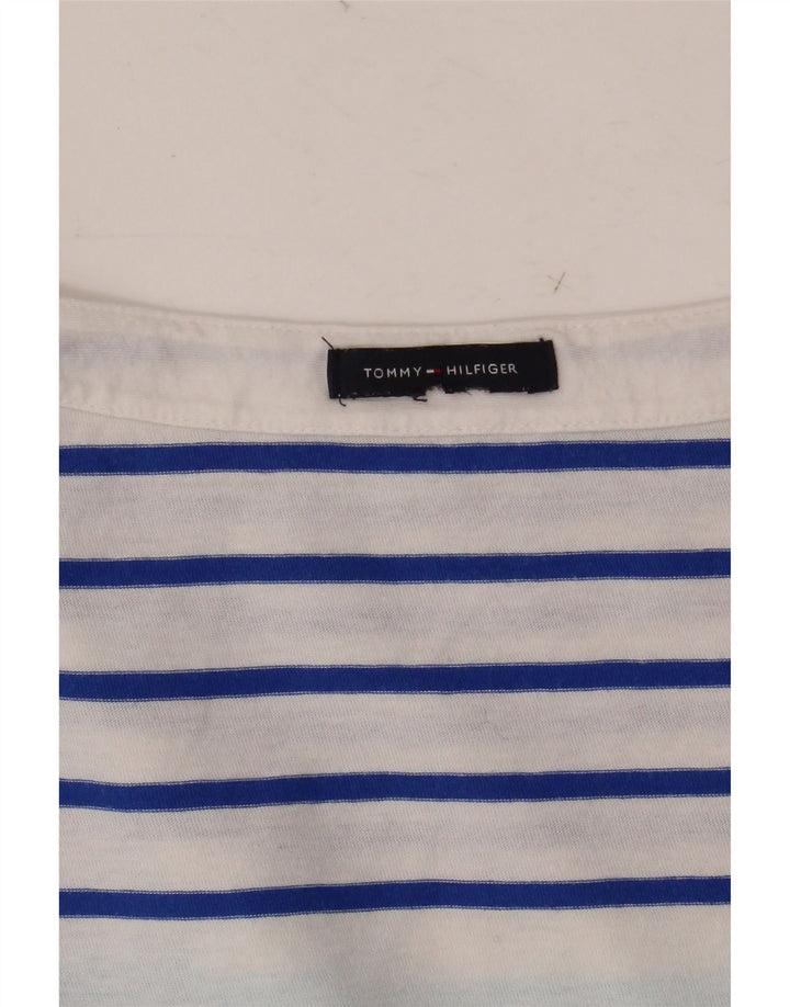 TOMMY HILFIGER Womens Top 3/4 Sleeve UK 12 Medium Blue Striped