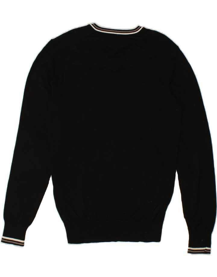 BEN SHERMAN Mens Heritage V-Neck Jumper Sweater Medium Black Cotton