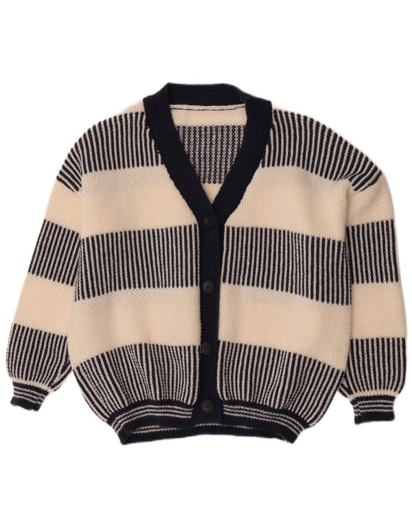 Vintage Womens Cardigan Sweater UK 18 XL Navy Blue Striped