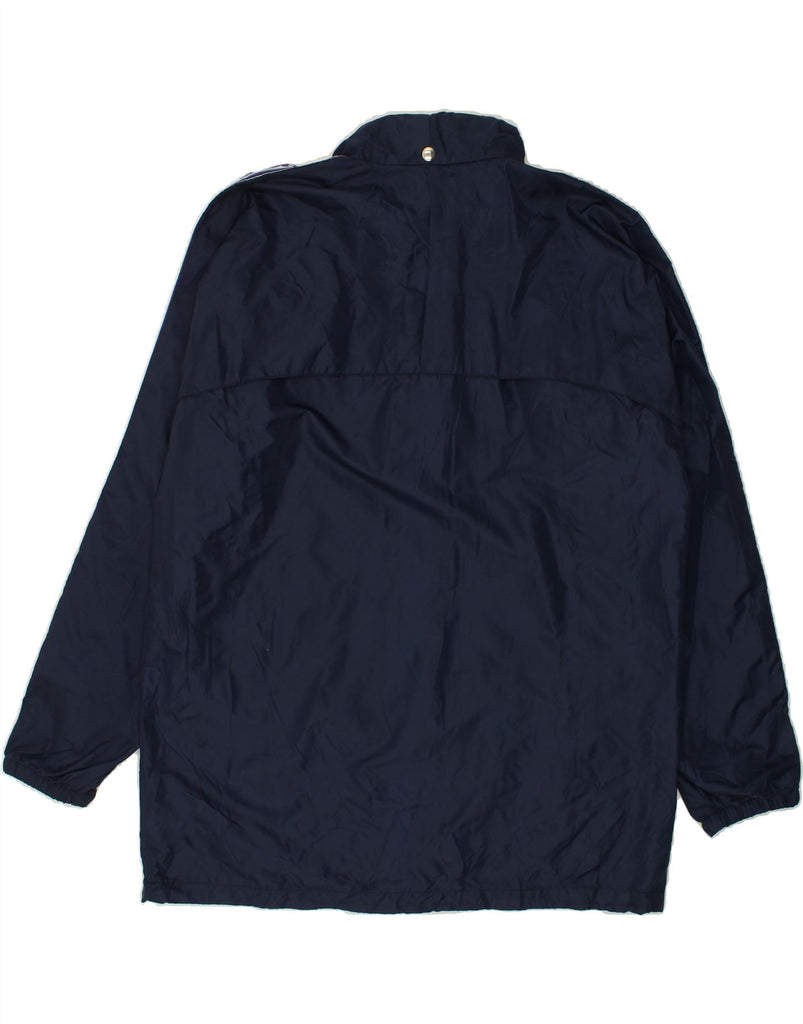 ASICS Mens Graphic Rain Jacket UK 36 Small Navy Blue Polyamide | Vintage Asics | Thrift | Second-Hand Asics | Used Clothing | Messina Hembry 