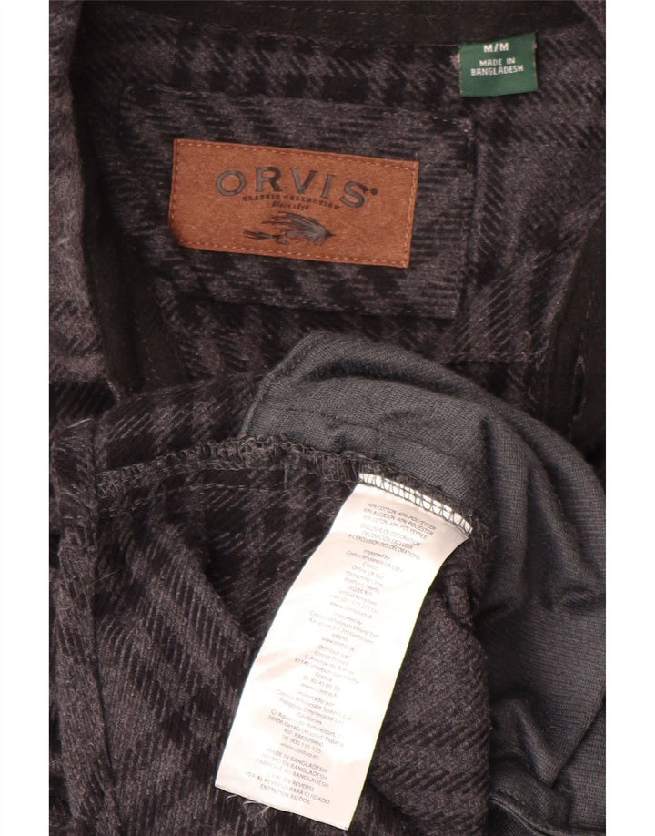 ORVIS Mens Flannel Shirt Medium Grey Check Cotton