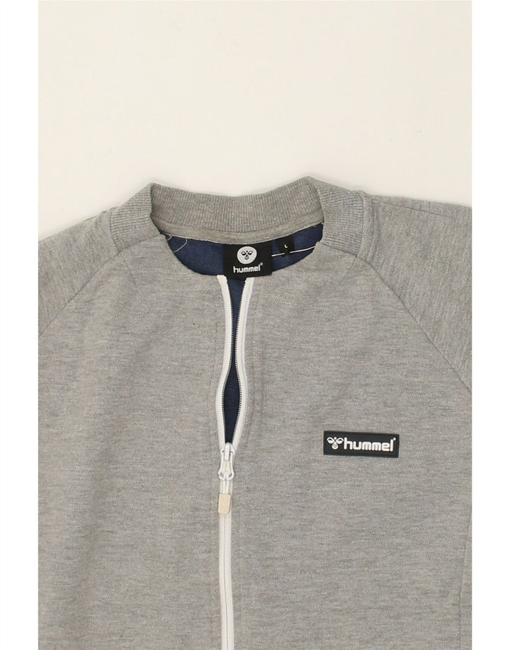 HUMMEL Womens Tracksuit Top Jacket UK 16 Large Grey Cotton | Vintage Hummel | Thrift | Second-Hand Hummel | Used Clothing | Messina Hembry 