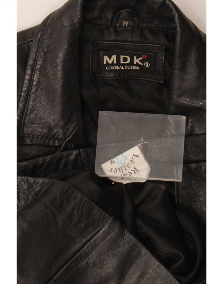 MDK Womens Leather Jacket UK 12 Medium Black
