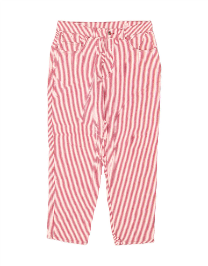 COUNTRY Womens Tapered Casual Trousers W34 L29 Pink Striped Cotton | Vintage Country | Thrift | Second-Hand Country | Used Clothing | Messina Hembry 