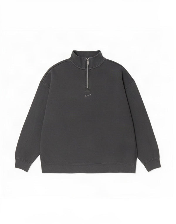 Nike Mens Loose Fit Graphic Zip Neck Sweatshirt Jumper Medium Black Cotton