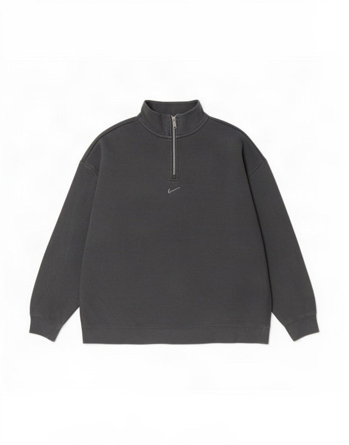 Nike Mens Loose Fit Graphic Zip Neck Sweatshirt Jumper Medium Black Cotton