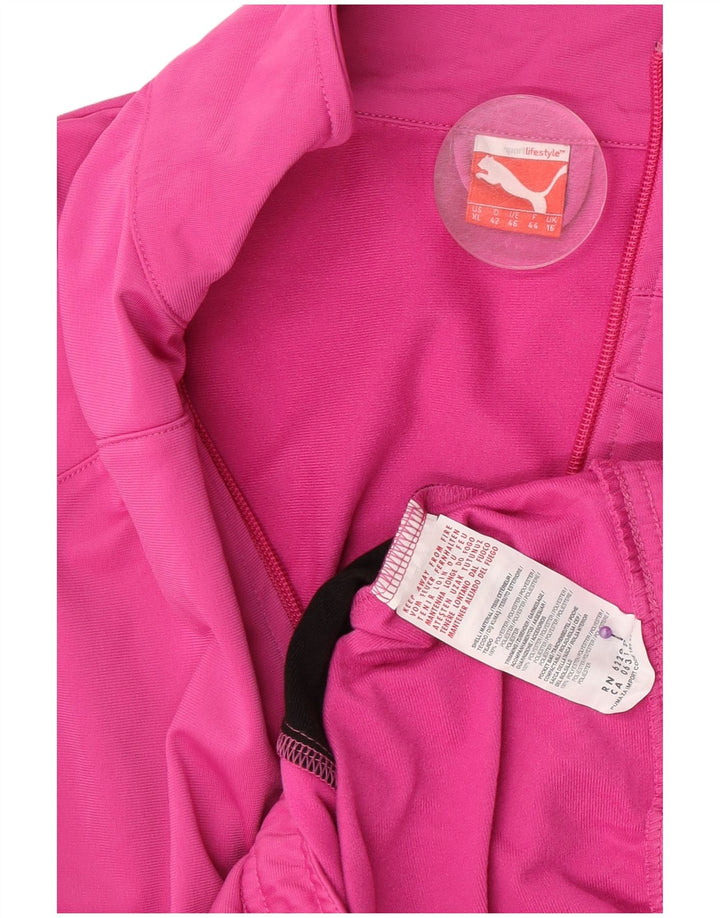 Puma Womens Tracksuit Top Jacket UK 16 Large Pink Colourblock Polyester