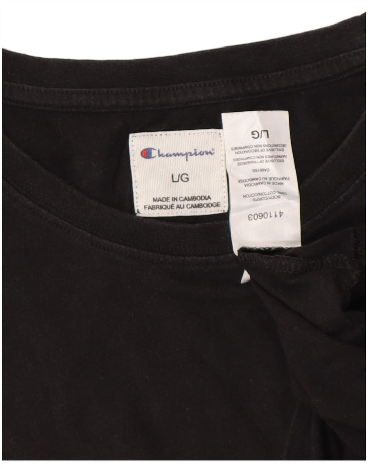 Champion Womens Graphic T-Shirt Top UK 16 Large Black Cotton