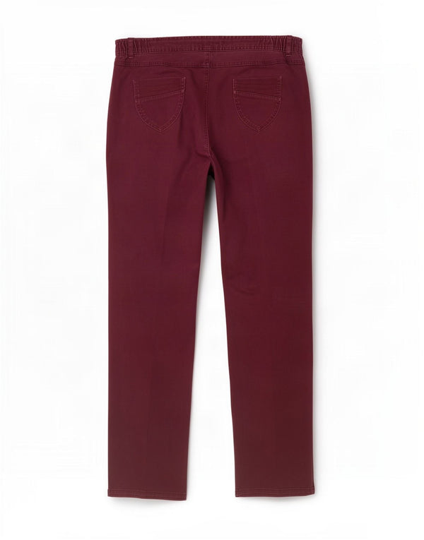 Marks & Spencer Womens Classic Chino Trousers UK 16 Large W36 L30 Burgundy
