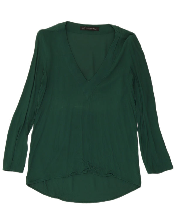 Zara Womens Long Sleeve Blouse Top UK 6 XS Green