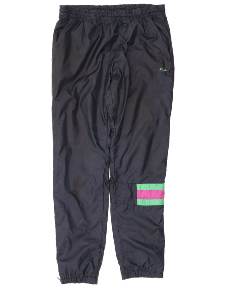 Fila Mens Tracksuit Trousers Joggers IT 48 Medium Navy Blue Colourblock