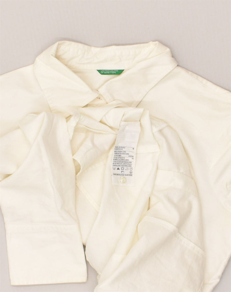 BENETTON Womens Shirt UK 14 Medium White Cotton | Vintage Benetton | Thrift | Second-Hand Benetton | Used Clothing | Messina Hembry 